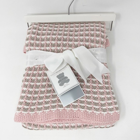 Manhattan Kids Other - Manhattan Kids BABY GIRL BLANKET Cotton Gift NEW pink gray crochet sweater